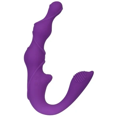 Afbeelding van Paarse Vibrerende Strapless Strap on