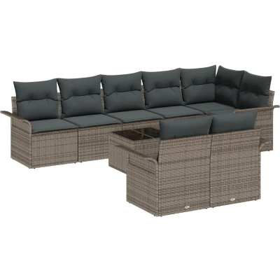 Afbeelding van vidaXL Tuin Sofa Set van 9 Grijs Poly Rattan