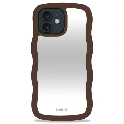 Afbeelding van Apple iPhone 12 Spiegel Hoesje Gerecycled kunststof Holdit Hardcase/Backcover Mirror case Bruin