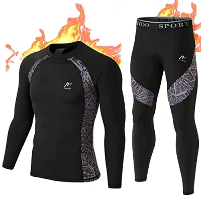 Afbeelding van MeetHoo thermo ondergoed voor heren, functioneel ondergoed, ademend, set, lang thermohemd en thermobroek mannen, skiën, hardlopen, sport, Camouflage, L