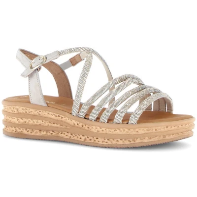 Afbeelding van Gabor Sandalen met sleehak, Dames, Maat: 37.5, Platino/oak Textiel