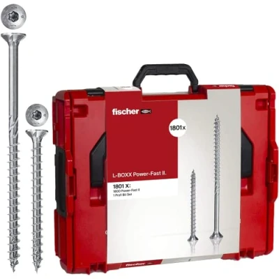 Afbeelding van Fischer, Powerfast L Boxx 560783 Gereedschapskoffer, stapelbaar, assortiment met schroeven voor hout en spaanplaat, volledige gedeeltelijke schroefdraad, Torx aandrijving, Ø 3 3,5 4 5 6 mm, 1