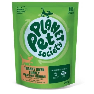 Afbeelding van Planet Pet Society Dog Pouch Thanks Given Sensitive Hondenvoer Kalkoen 260 g