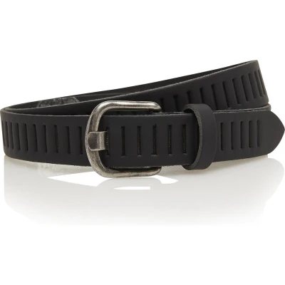 Afbeelding van Leren gleufjes riem zwart 100% leer maat 115 totale lengte 130