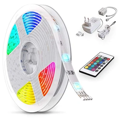 Afbeelding van B.K.Licht LED Strip 5 meter RGB verlichting dimbaar met afstandsbediening zelfklevend