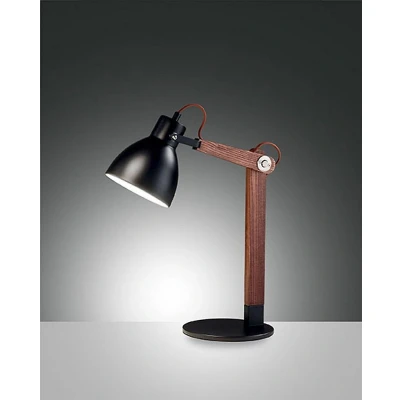 Afbeelding van Fabas Luce Tafellamp Sveva van hout, zwart/walnoot