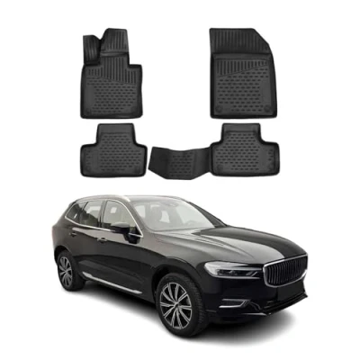 Afbeelding van OMAC Rubberen vloermatten compatibel met Volvo XC60 2017 2021 TPE automatten zwart 4 delig
