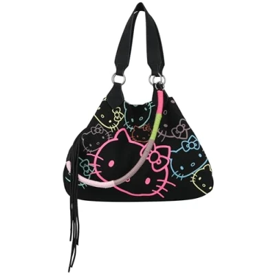 Afbeelding van Fritzi aus Preußen Schoudertas Izzy Hello Kitty Canvas Tote Black Cat Zwart