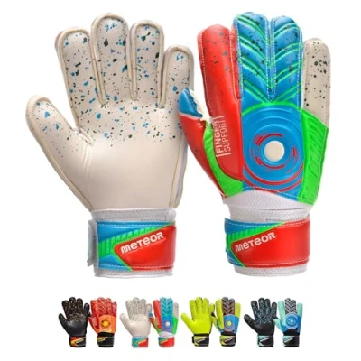 Afbeelding van meteor Voetbal keeperhandschoenen handschoenen voor kinderen jongens DEFENCE (#9, Wit)
