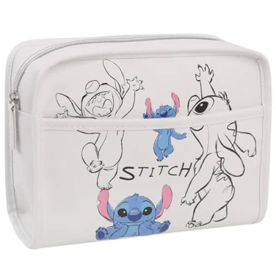 Afbeelding van Stitch Disney Wit reiscosmeticatasje, eco leer, ruim 23x18x7 cm