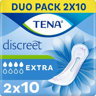 Afbeelding van TENA Discreet Extra verbanden 2 x 10 stuks voor urineverlies (incontinentie)