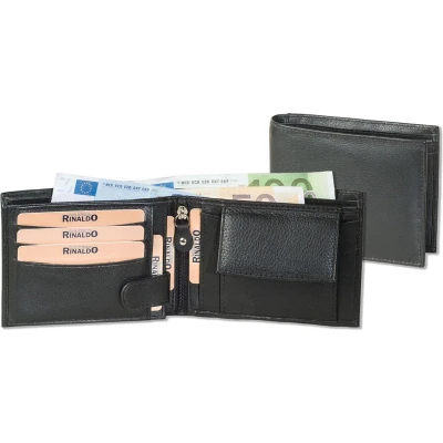Afbeelding van Rimbaldi Leren Mannen Portemonnee Billfold RFID Nappa leer Zwart