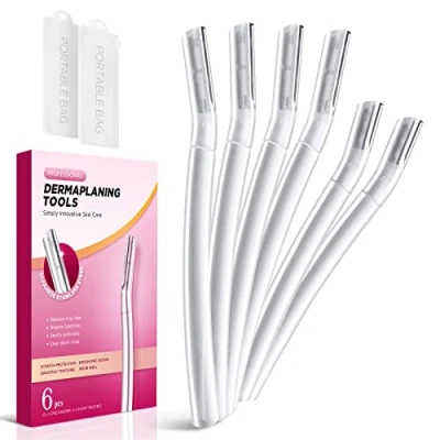 Afbeelding van Dermaplane Scheermes voor Vrouwen Gezicht, (6 Count) Professioneel Dermaplaning Tool Perzik Fuzz, Gezichts en Wenkbrauwontharing, Zachte Huid Exfoliatie Blade