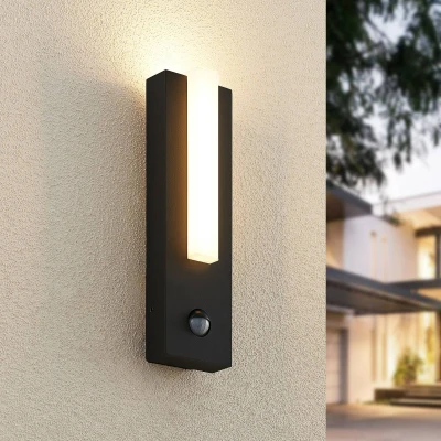 Afbeelding van Lucande Wandlampen buiten 1licht aluminium, kunststof H: 30.6 cm grafietgrijs, opaalwit Inclusief lichtbron