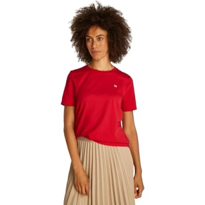 Afbeelding van Tommy Hilfiger Contrast FLAG TEE Tshirt basic, Dames, Maat: Small, Primary red