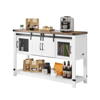 Afbeelding van VEVOR Koffiebarkast 4 laags koffiebartafel met schuurdeuren Woonkamer