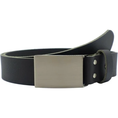 Afbeelding van Fana Belts Plaatgesp Heren riem 4 cm Breed Riemmaat: 110 Soepel Leer Zwart Jeans