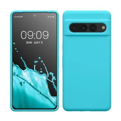Afbeelding van kwmobile telefoonhoesje geschikt voor Google Pixel 7 Pro Hoesje met siliconen coating Smartphone case in ijsblauw
