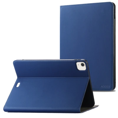 Afbeelding van Apple iPad Air 13 inch (2024) M2 Hoes: Accezz Classic Tablet Case Bookcase Donkerblauw Siliconen En TPU (zacht) Hoezen