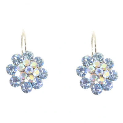 Afbeelding van Behave Oorbel hanger bloem blauwe steentjes 2 cm
