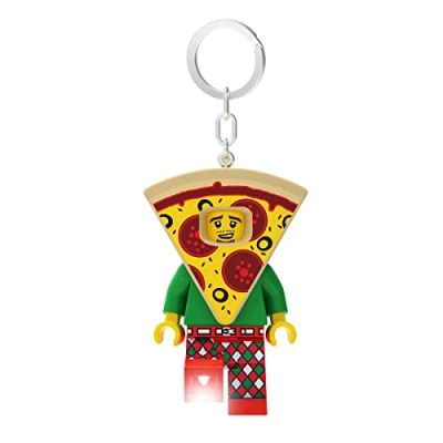 Afbeelding van LEGO Iconic Pizza Guy Sleutelhanger, led zaklamp, speelgoed, cadeaus voor kinderen, 82 mm groot figuur (KE176H) 2 CR2025 batterijen inbegrepen