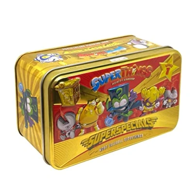 Afbeelding van Superthings gouden doos, bevat alle speciale figuren uit de serie 1, inclusief het Ultrarararaar (Enigma), 2 leiders, 6 zilverkleurige kapiteins en grotten