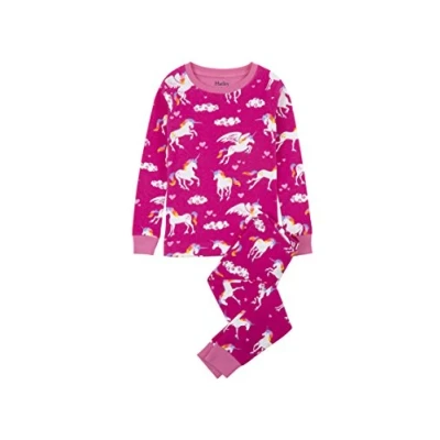 Afbeelding van Hatley Meisjes Organisch Katoen Pyjama Sets met lange mouwen, Regenboog Eenhoorns, 10 jaar