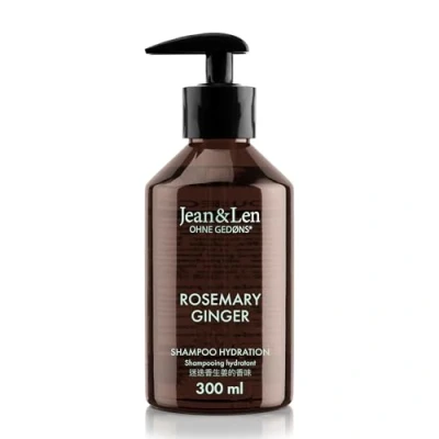 Afbeelding van Jean &amp; Len Moisturising Shampoo Rosemary Ginger, voor droog en breekbaar haar, met hydraterend complex, kruidig frisse geur van rozemarijn gember, zonder parabenen siliconen, 300 ml