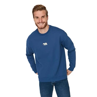 Afbeelding van Trendyol Zwarte Oversized/Wijde Pasvorm Fleece/Warme Sweatshirt Met Dierenborduursel Tmnaw23Sw00191