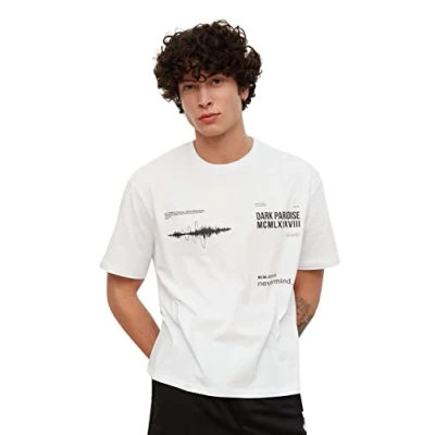Afbeelding van Trendyol Wit Oversized/Wijd Gesneden Ronde Hals Korte Mouwen Bedrukt T Shirt Tmnss20Ts1097