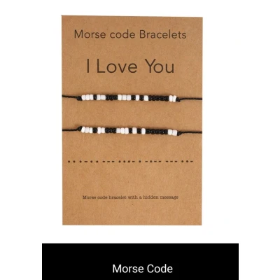 Afbeelding van EmmyRovi Vriendschap Armband op Kaart Sieraden Morse Code / I love You BFF Cadeau