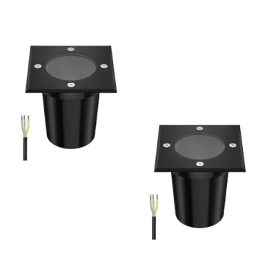 Afbeelding van ledscom.de 2 stuks Inbouw vloerlamp RELI voor buiten, IP67, zwart, hoekig, 11 x 11cm, 1x GU10 max. 15W