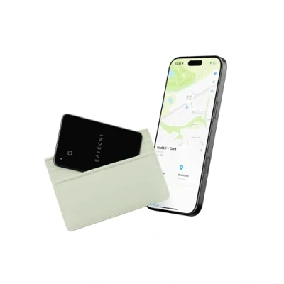 Afbeelding van SATECHI FindAll Portemonneekaart met Find My, Kaarttracker Vergeten Melding, Geluidssignaal en Draadloos Opladen, Werkt iPhone, iPad, Mac Zwart