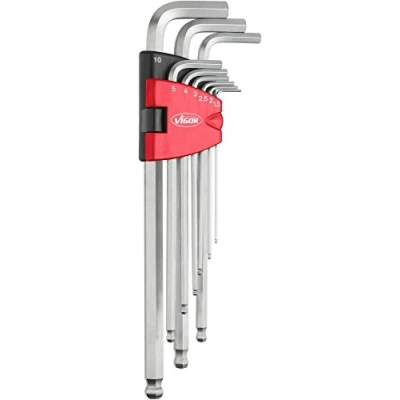 Afbeelding van Vigor V4942 Inbus Haakse schroevendraaierset 1.5 mm, 2 2.5 3 4 5 6 8 10 mm