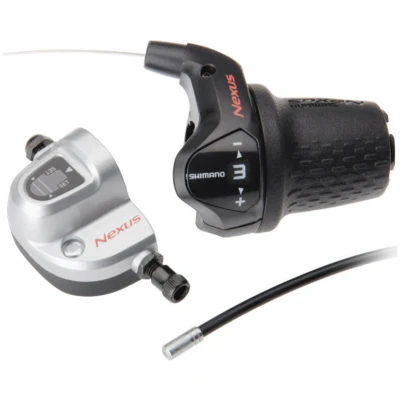 Afbeelding van Shimano Draaiversteller 3 speed Nexus SL 3S42E met kabels en clickbox zwart (werkplaatsverpakking)