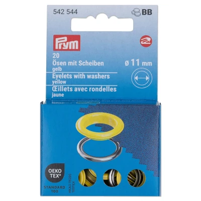 Afbeelding van Oogjes met sluitringen [20 stuks Ø 11 mm] Prym geel/zilver metallic Oeko Tex ️ Standard 100