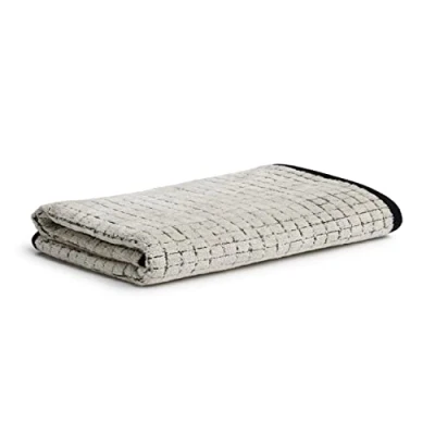 Afbeelding van möve Eden Douchedoek geruite structuur velours 80 x 150 cm gemaakt van 80% katoen/20% linnen, natuur/zwart