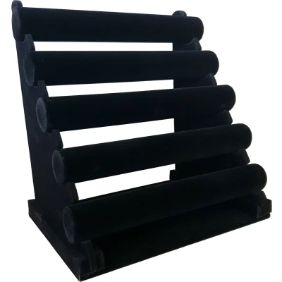 Afbeelding van Ilènne Sieradenhouder Armbanden &amp; horloge houder display 5 rollen Zwart Velours