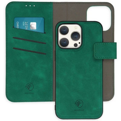 Afbeelding van Apple iPhone 15 Pro Max Hoesje Kunstleder iMoshion Bookcase/2 in 1 Case Donkergroen Telefoonhoesje