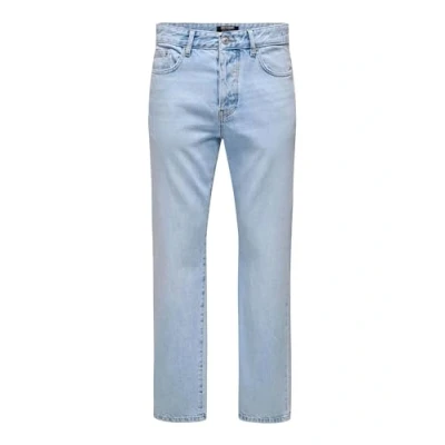 Afbeelding van ONLY &amp; SONS Onsedge Straight Box Tai DNM Cbo, blauw (light blue denim), 28W / 34L