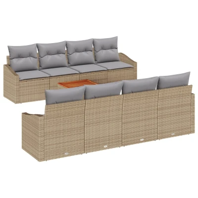 Afbeelding van vidaXL 7 delige Tuin Sofa Set met Kussens Beige Poly Rattan Acacia