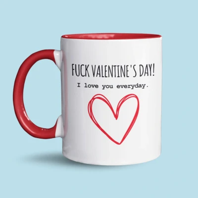 Afbeelding van NietMokken.nl Fuck Valentine&#039;s Day Leuk cadeau voor je Valentijn Keramische tas 325 ml Grappige beker Geef het aan vriendje of vriendinnetje