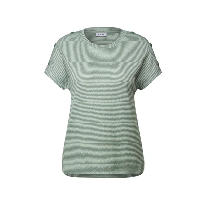 Afbeelding van Cecil Gestreiftes Struktur Tshirt print, Dames, Maat: XL, Grün