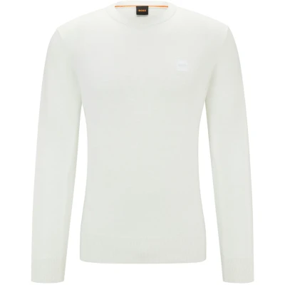 Afbeelding van Hugo Boss trui heren ronde hals katoen wit effen 3XL Big &amp; Tall Plus Size