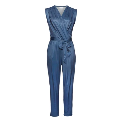 Afbeelding van Lascana jumpsuit van kreukvrije stof, elegante in wikkeloptiek, strijkvrij (Met een bindceintuur)