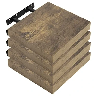Afbeelding van WOLTU RG9365hov 4 Wandplank, boekenplank, planken, decoratieve wandplanken van MDF hout, set hangplanken, vintage bruin, 25 x 22,9 3,8 cm
