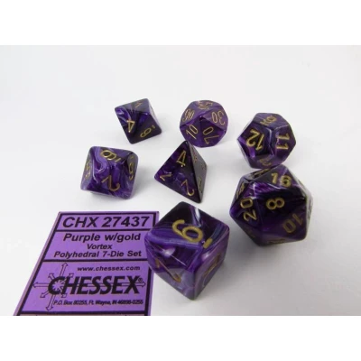Afbeelding van Chessex Vortex Paars/goud Polydice Dobbelsteen Set (7 stuks)