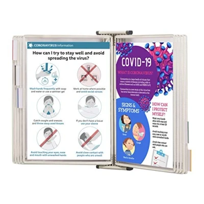 Afbeelding van Tarifold 414502 Wandzichtbordset antimicrobieel sterifold 10 draaibare hoezen A4 voor presentatiedocumenten lijst wit