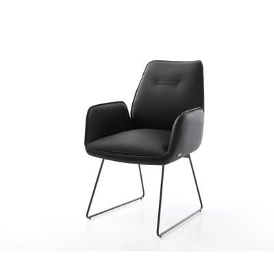 Afbeelding van Armleunstoel Zoa Flex slipframe zwart echt leer