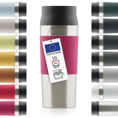 Afbeelding van Blumtal Thermosbeker Classic Lekvrij, BPA Vrij en Vaatwasserbestendig Hoge Kwaliteit Thermosfles met Quick Press Sluiting Travel Mug 500 ml Berry Roze